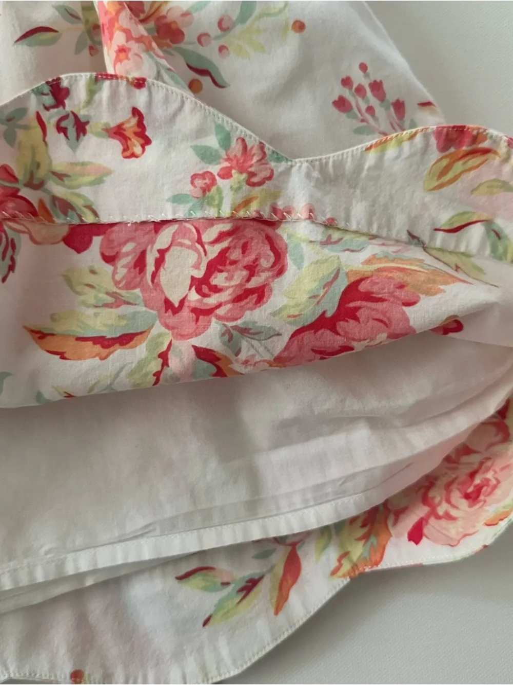 Ralph Lauren 18 Months Baby Girl White Floral Sundress with Peach Blooms